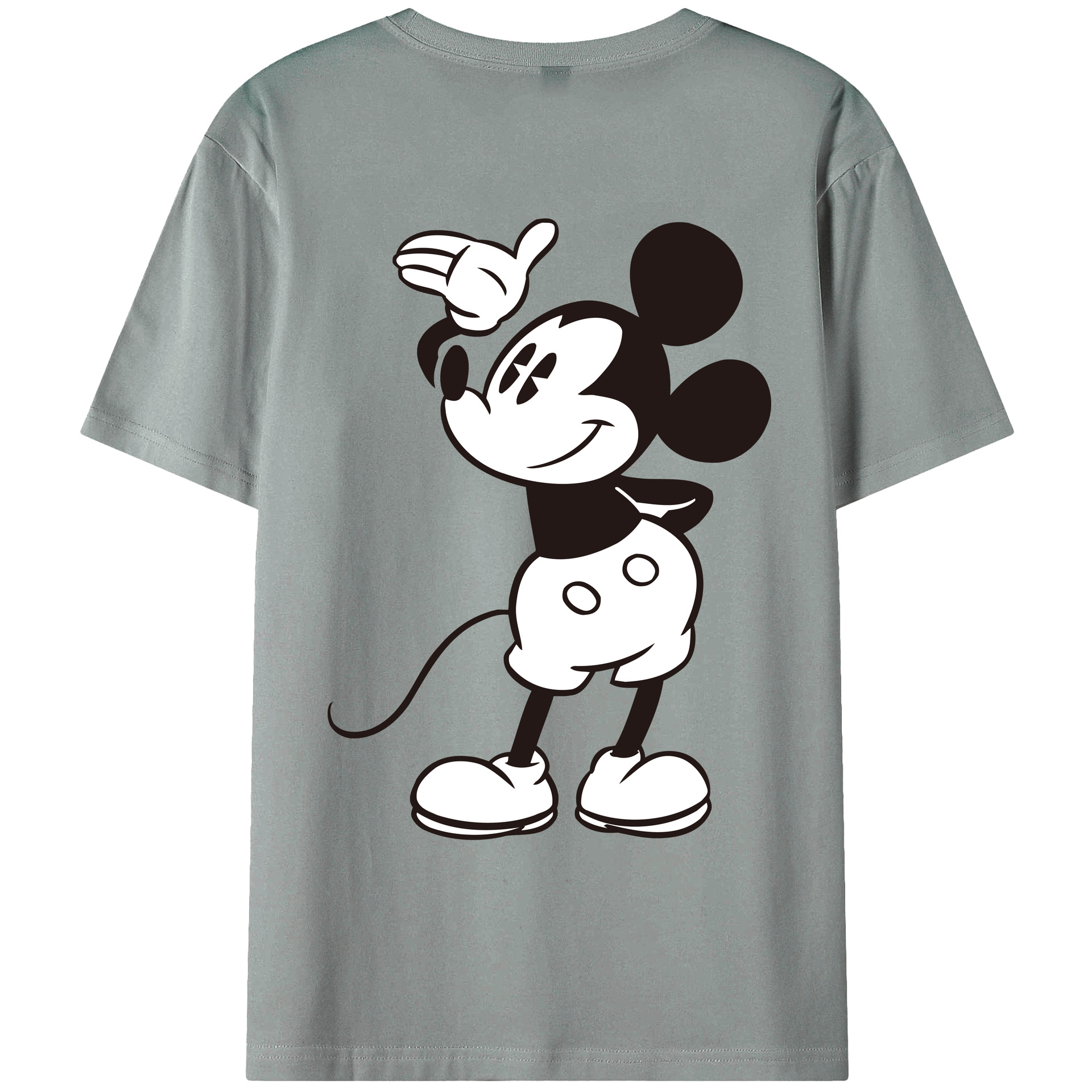 ミッキーマウス Mickey Mouse 綿100％ メンズ半袖Tシャツ（バックプリント） 通気性